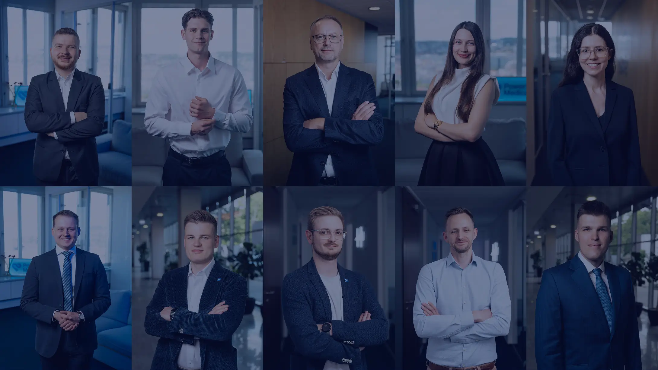 Darkened grid of Powerful Medical team member portraits used as a video thumbnail