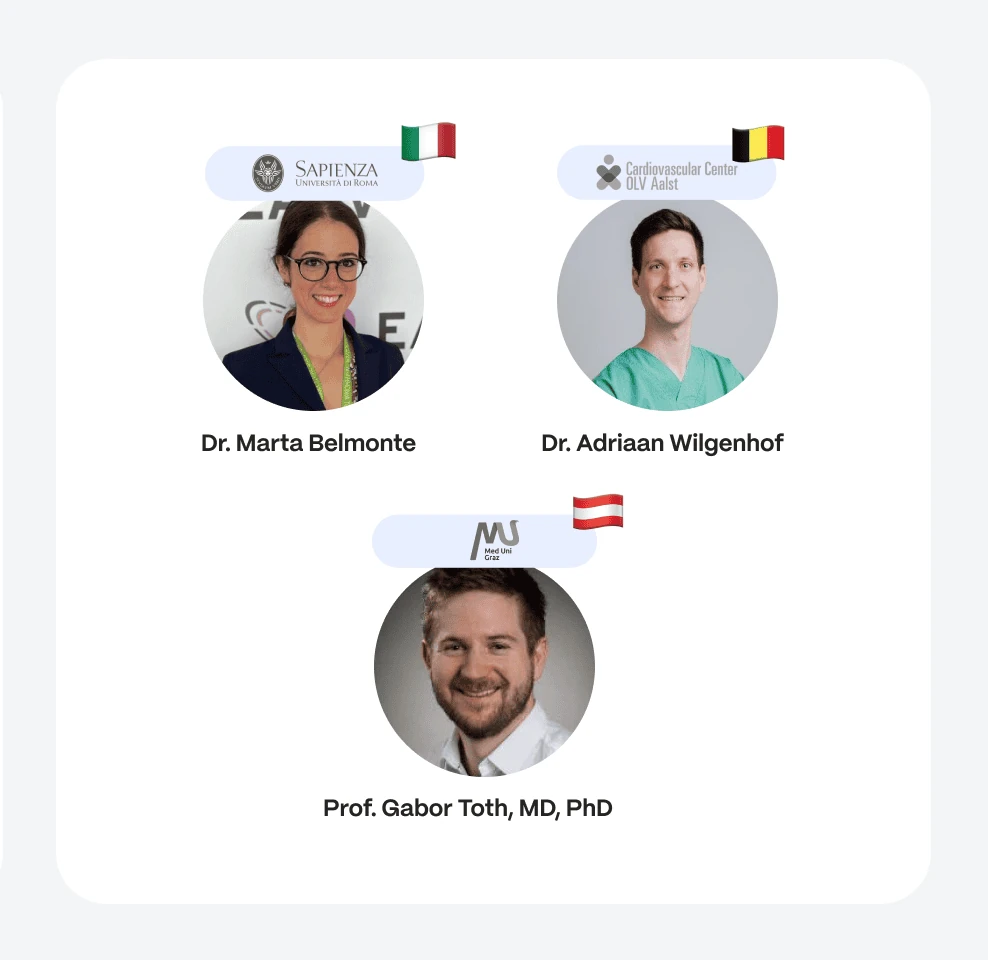 AI-ECG TIMI primary study sites across Europe with partner cardiovascular center logos