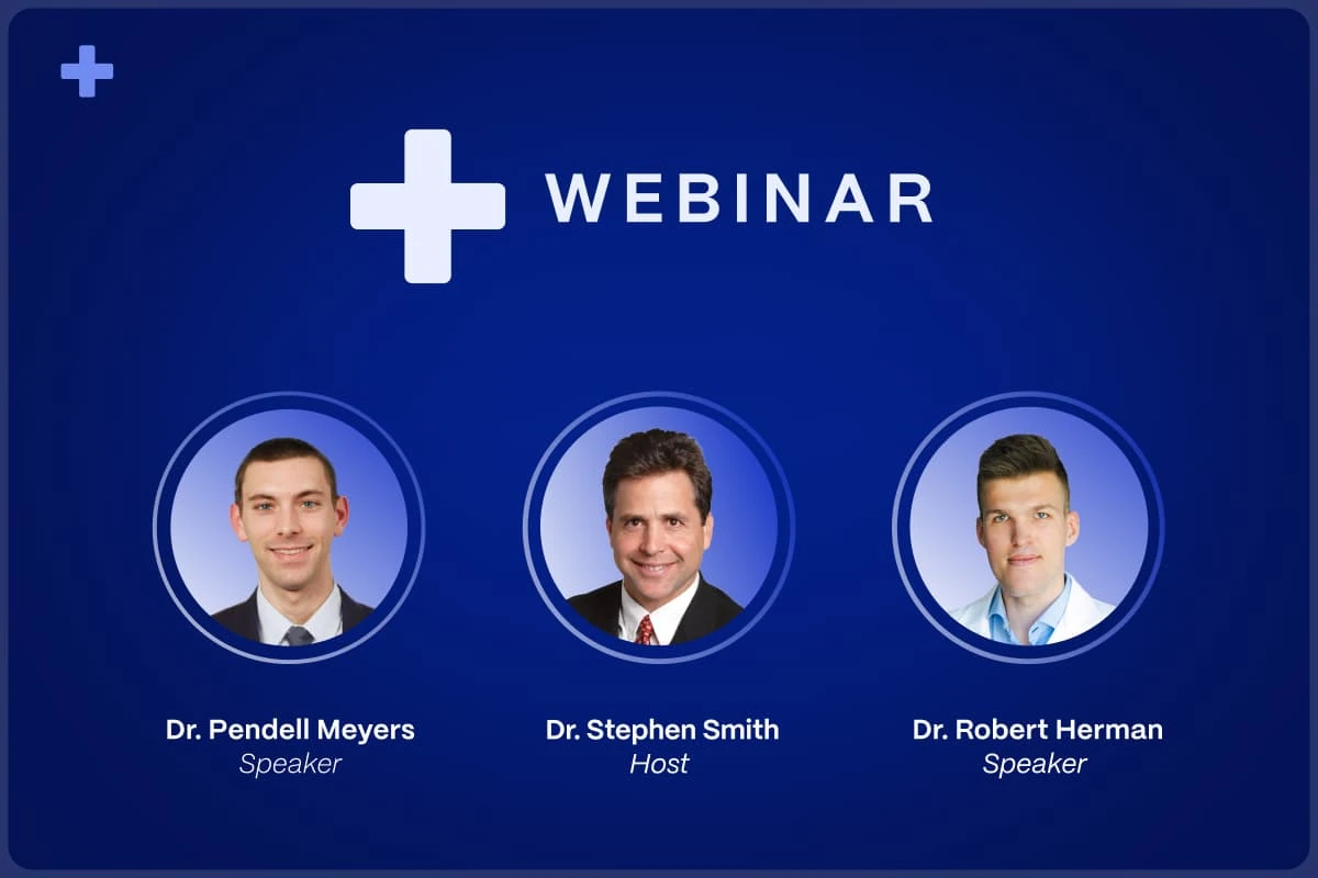 OMI ECG webinar banner with speakers Dr. Pendell Meyers, host Dr. Stephen Smith and Dr. Robert Herman