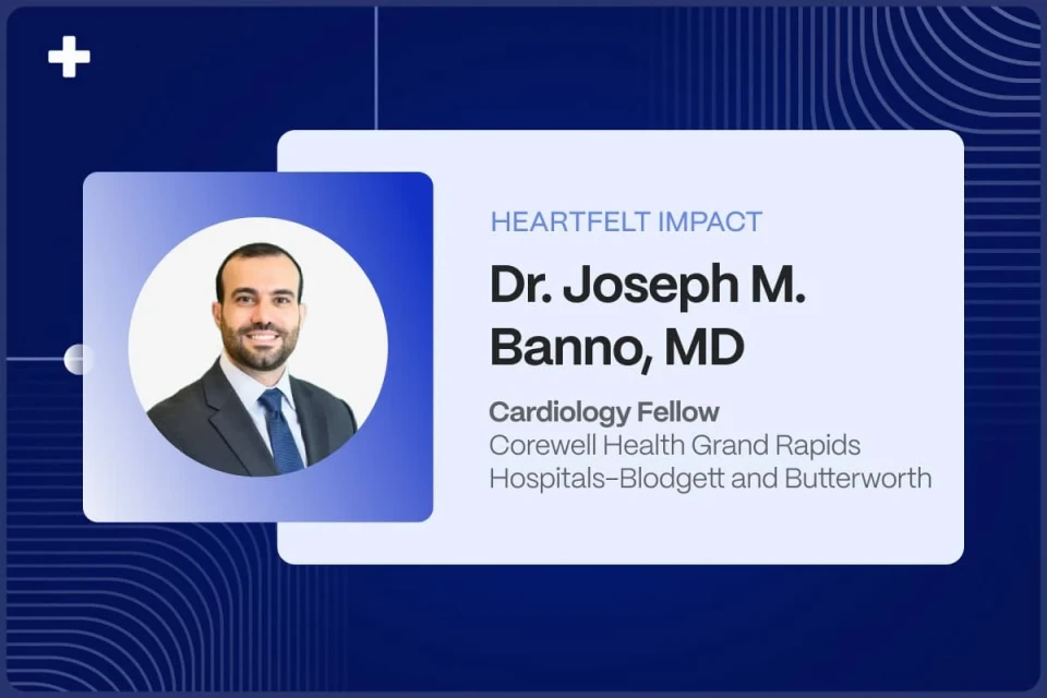 Dr. Joseph M. Banno, MD, cardiology fellow at Corewell Health Grand Rapids, PMcardio case study