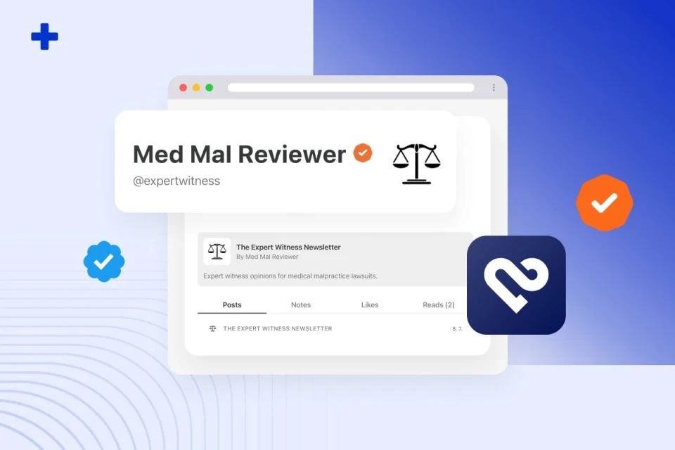 Med Mal Reviewer Substack profile for The Expert Witness Newsletter on medical malpractice cases