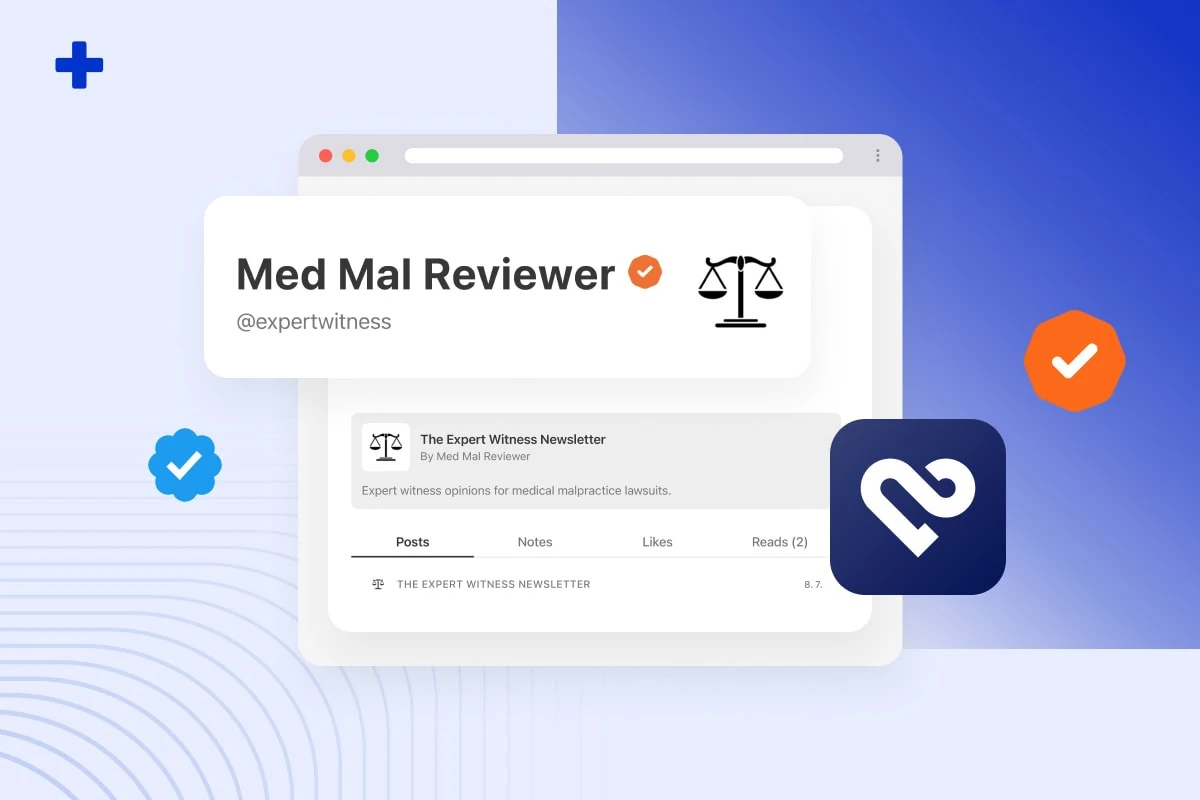Med Mal Reviewer Substack profile for The Expert Witness Newsletter on medical malpractice cases