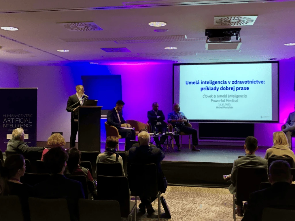 Michal Martonak of Powerful Medical presenting on AI in healthcare at the Human-Centric AI Conference