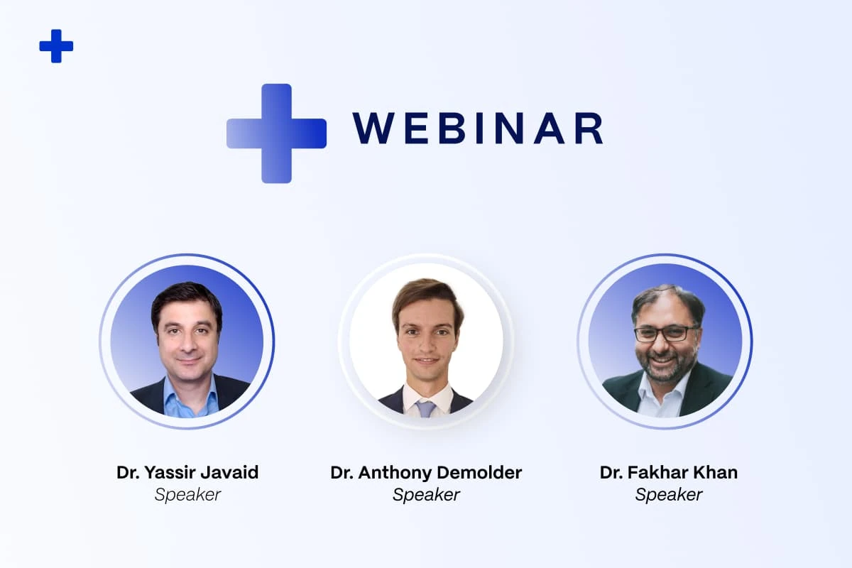 Webinar banner with speakers Dr. Yassir Javaid, Dr. Anthony Demolder and Dr. Fakhar Khan on ECG in primary care