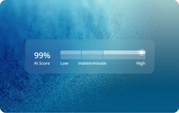 PMcardio AI confidence score of 99% on a Low to High scale