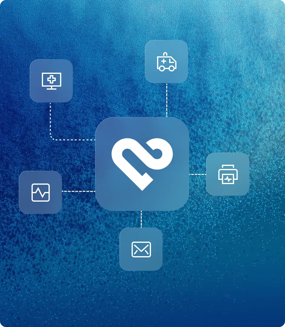 PMcardio integration hub linking ECG systems, EMS, cath lab, and messaging for interoperability