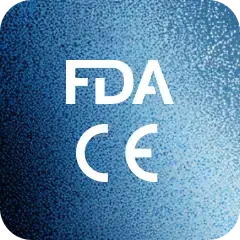 FDA and CE marks icon representing FDA De Novo authorization and CE marking of PMcardio AI ECG modules