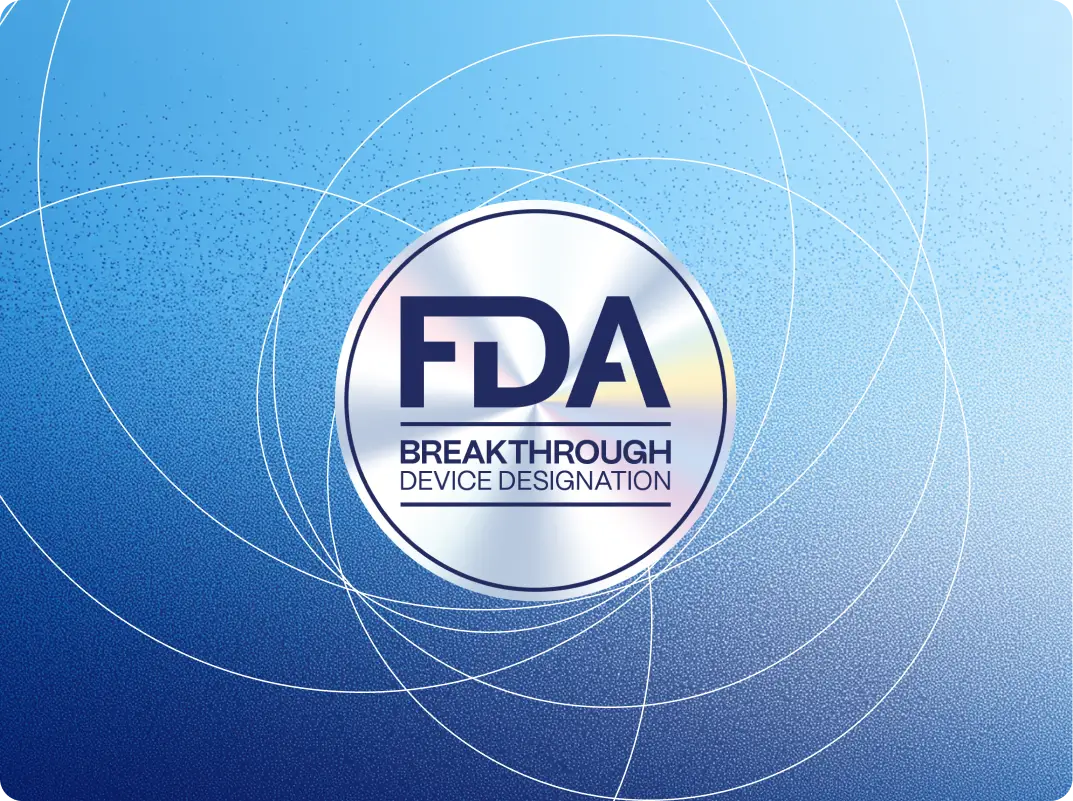 FDA Breakthrough Device Designation badge on blue radiating rings