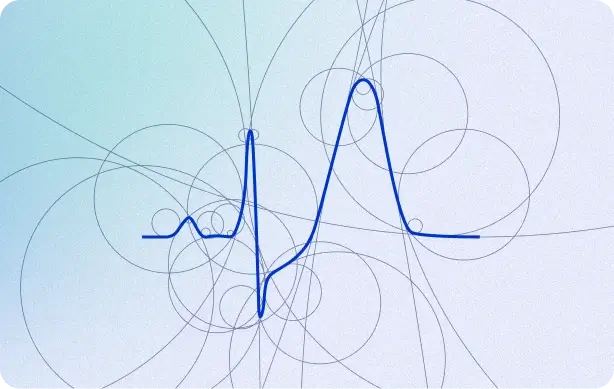Stylized single ECG complex representing full-waveform deep neural network analysis
