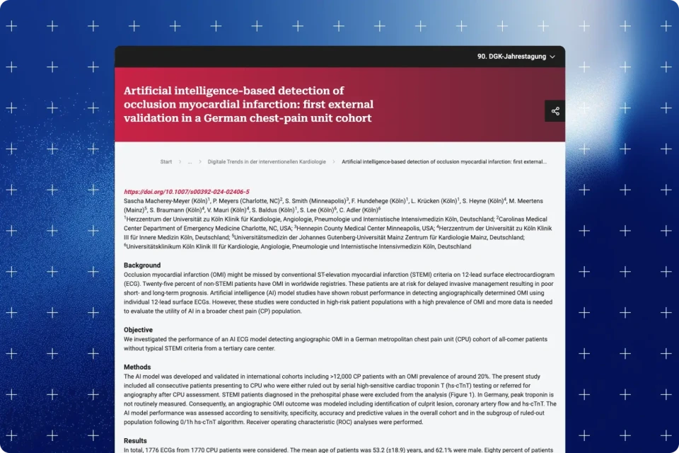 Artificial intelligence-based detection of occlusion myocardial infarction: first external validation in a German chest-pain unit cohort