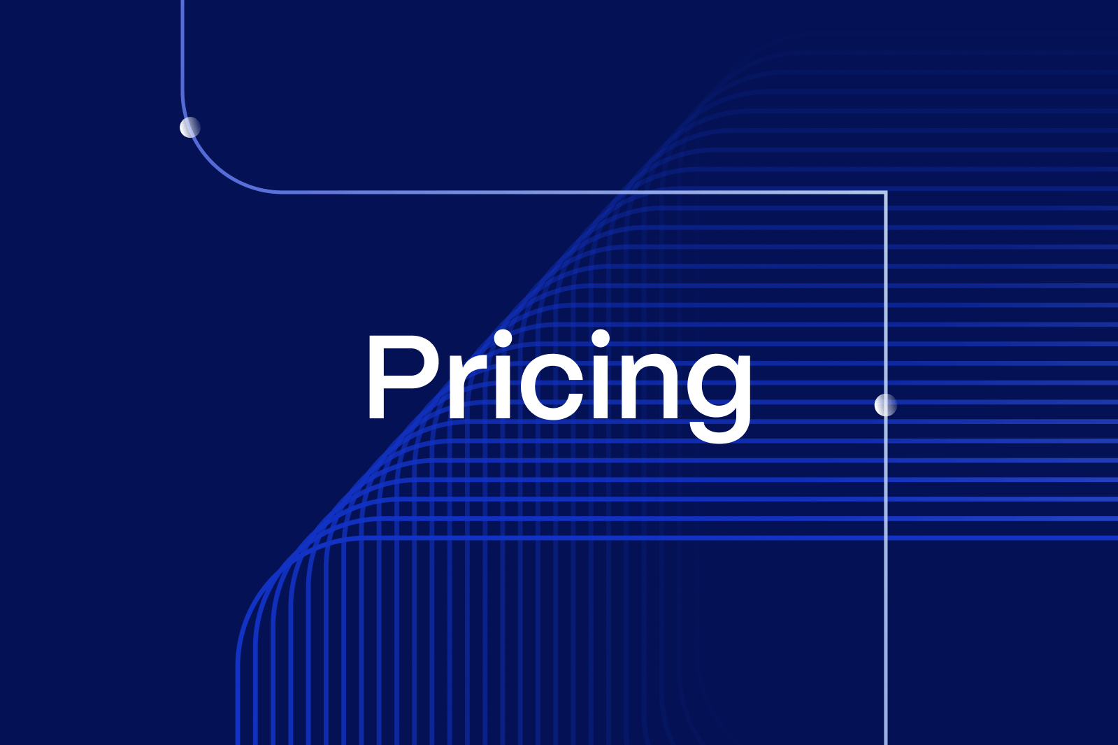 Blue background with geometric white lines and the word “Pricing” in bold white text.