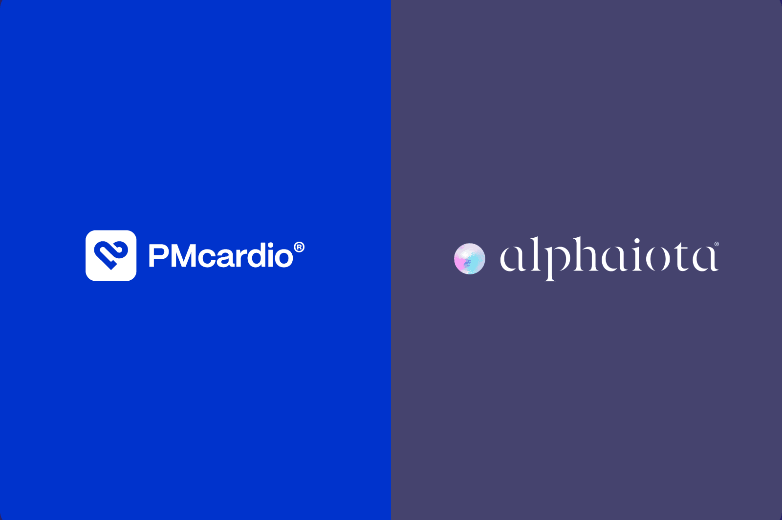 Image is showing logos of the two companies mentioned in the text - PMcardio and Alphaiota