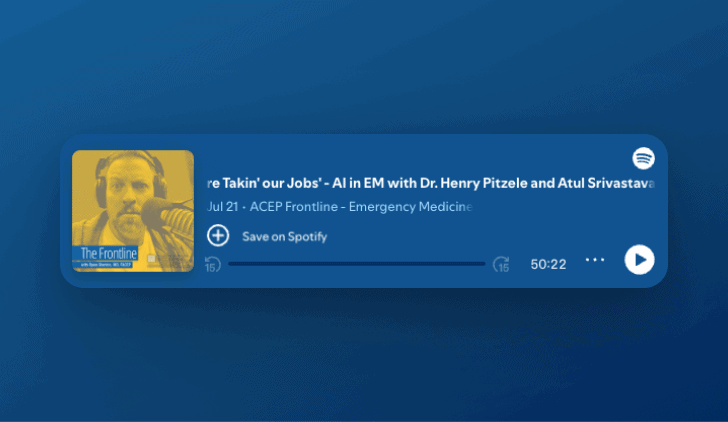 ACEP Frontline podcast hosted by Dr. Henry Pitzle featuring emergency medicine discussions and innovations like PMcardio’s Queen of Hearts STEMI AI model